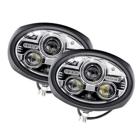 Oval LED Headlight Hi Lo Set