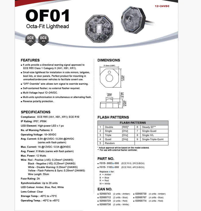 Octa Fit Covert Directional Kit 12-24v Red(set of 4) – Radiotrader Ireland